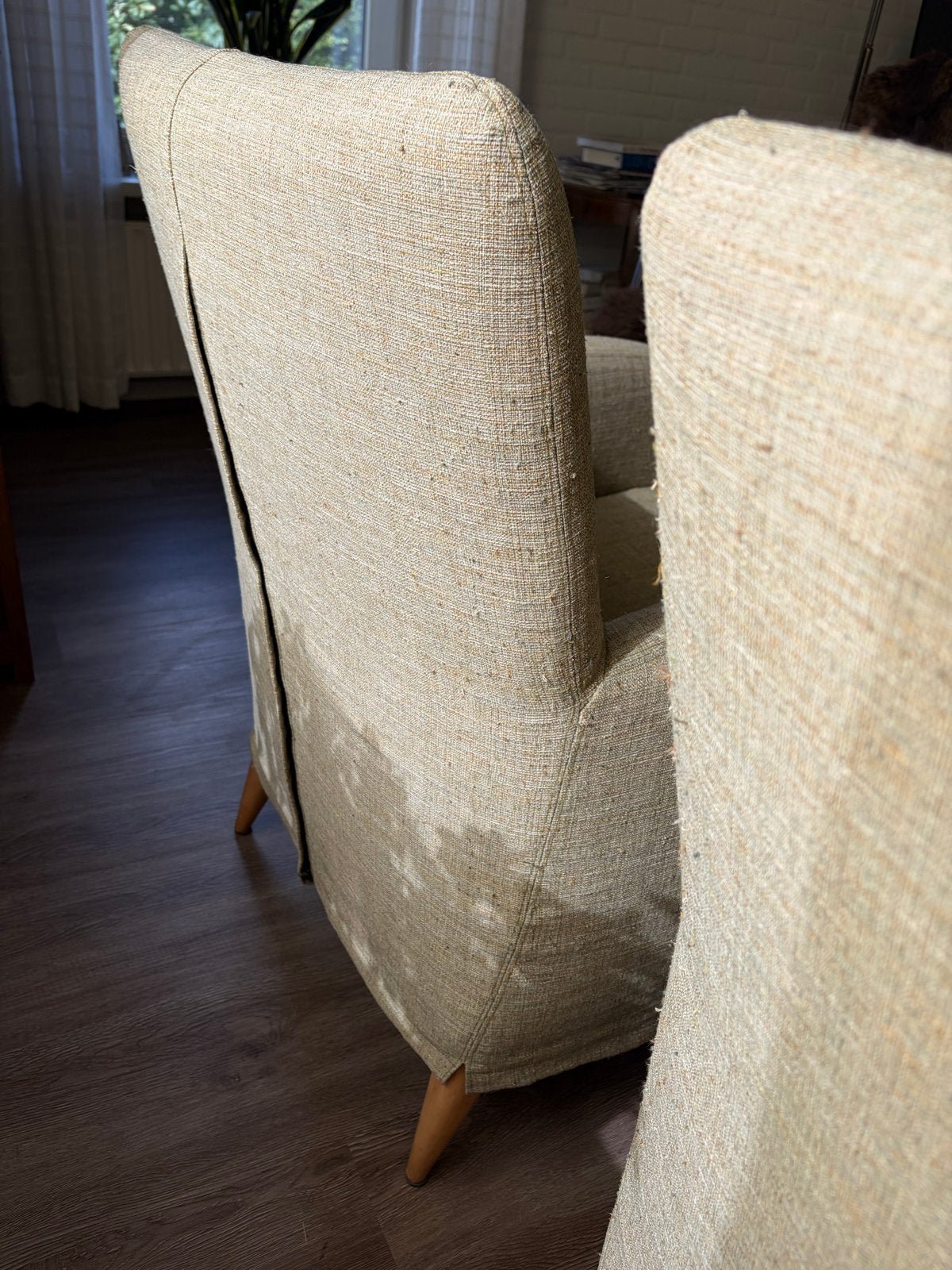 2 Montel fauteuils met groene hoezen, Ophalen, Gebruikt, 75 tot 100 cm, Stof