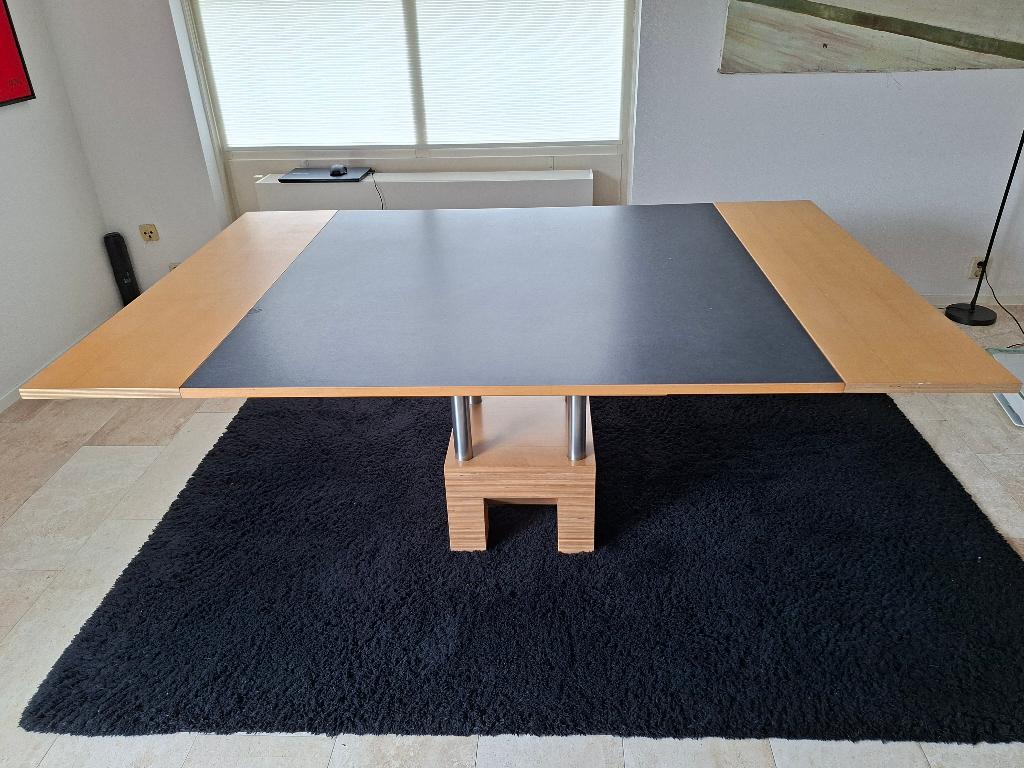 Unieke design eettafel – multiplex & staal –  maatwerk, Huis en Inrichting, Tafels | Eettafels, Ophalen, Gebruikt, Design, Vijf personen of meer