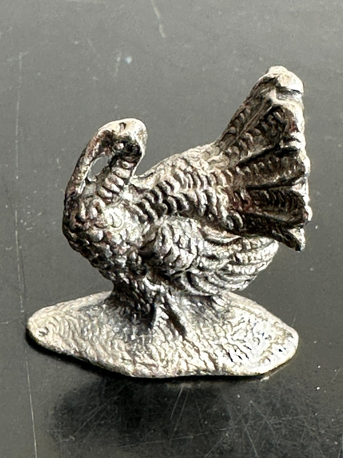 Oud verzilverd beeldje Kalkoen 4 cm H, Ophalen of Verzenden, Gebruikt