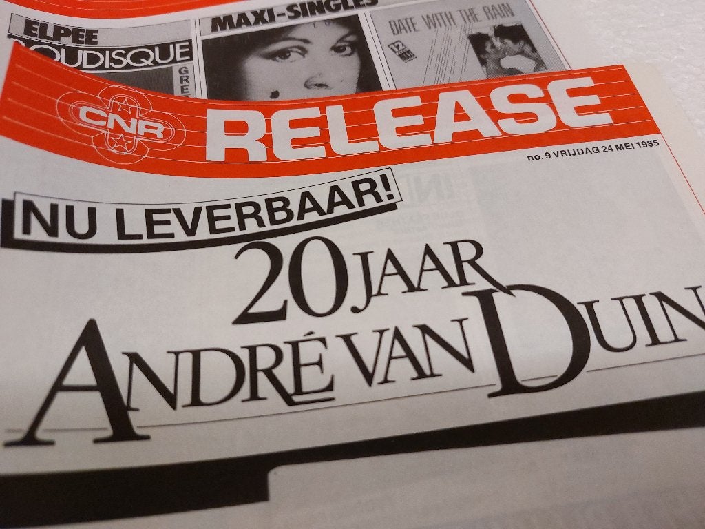Andre van Duin PROMO FOLDER cnr 1985 20 JAAR André, CNR, Ophalen of Verzenden, NvT, Boek, Tijdschrift of Artikel