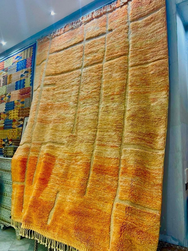 Tapijt berber handgeknoopt - design, Huis en Inrichting, Stoffering | Tapijten en Kleden, Ophalen, Crème, 200 cm of meer, Zo goed als nieuw
