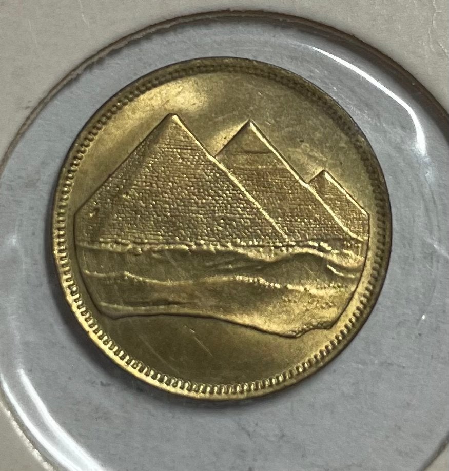 1 qirsh Egypte piramides van Gizeh, Ophalen of Verzenden