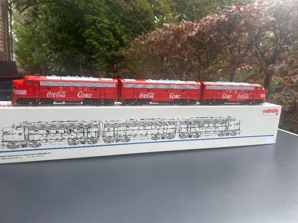 Marklin H0 3349? 3 delige Diesellocomotief EMD F7 CocaCola, Wisselstroom, Gebruikt, Locomotief, Ophalen of Verzenden