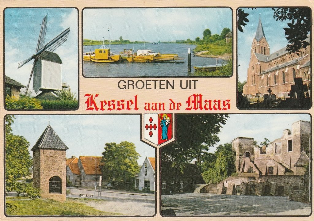 KESSEL AAN DE MAAS Molen Veerpont Kerk Ruïne Groeten, Verzenden, 1980 tot heden, Gelopen, Limburg
