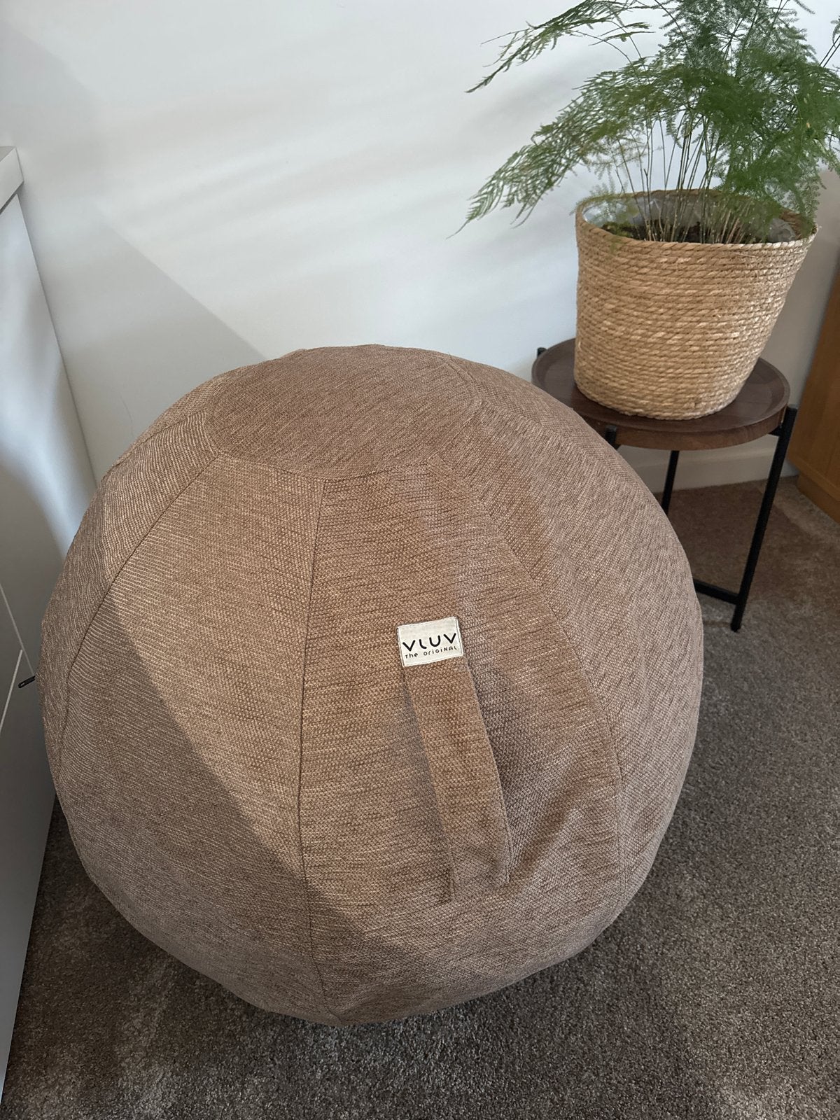 Vluv zitbal/zitzak - Bruin - 65 cm - Zgan, Huis en Inrichting, Ophalen of Verzenden, Zo goed als nieuw, Bruin, Zitzak