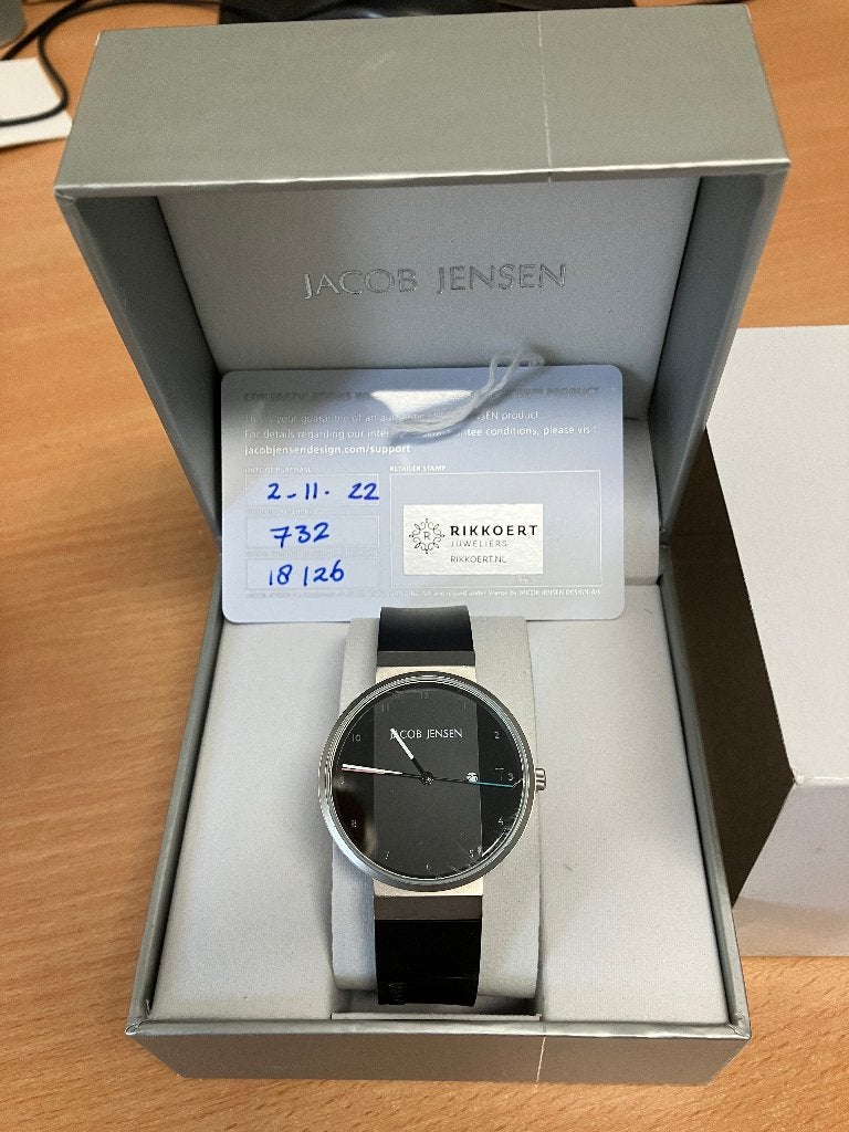 Jacob Jensen herenhorloge, Overige merken, Polshorloge, Kunststof, Ophalen of Verzenden