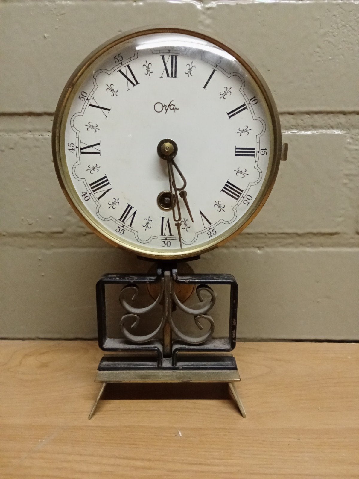 Vintage Orfac tafelklok met slinger, Antiek en Kunst, Antiek | Klokken, Ophalen of Verzenden