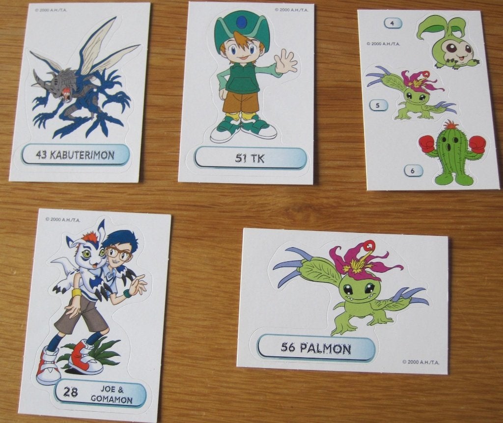 vijf Digimon stickers uit 2000, Ophalen of Verzenden, Zo goed als nieuw, Strip of Tekenfilm