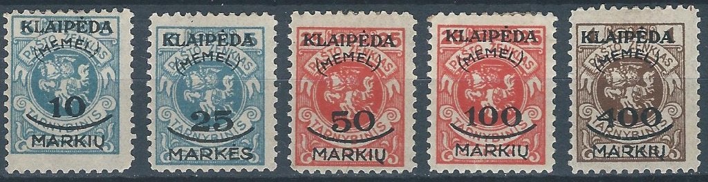 D324 – Duitsland - Memelgebiet – MiNr 124-128 (ongebruikt), Ophalen of Verzenden, Duitse Keizerrijk, Postfris