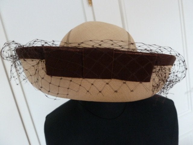 Zeer fijne luxe Panama hoed met bruine strik en voile, nieuw, Kleding | Dames, Hoeden en Petten, 56 of 57 cm (M, 7 of 7⅛ inch)