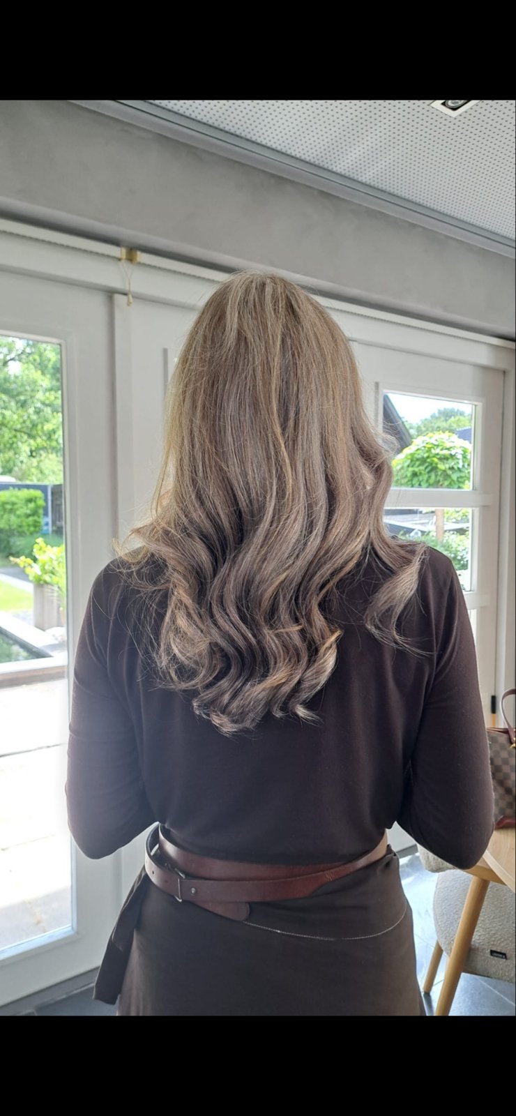 U-part haarwerk van  echt haar, bruin/grijs., Ophalen of Verzenden, Zo goed als nieuw, Pruik of Haarverlenging