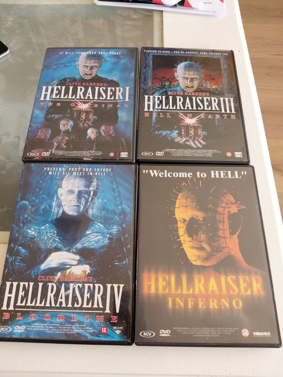 Hellraiser 1,3,4,5 op dvd., Cd's en Dvd's, Dvd's | Horror, Vanaf 16 jaar, Ophalen of Verzenden, Zo goed als nieuw, Monsters