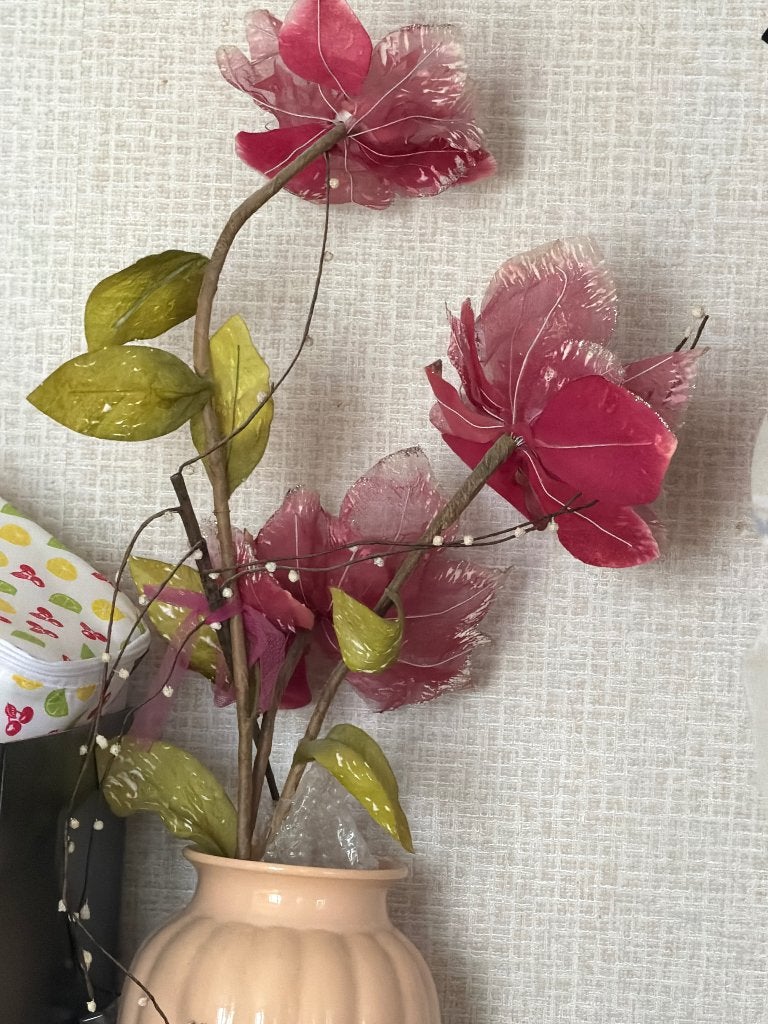 3 mooie grote kunst Bloemen zgan €3, Ophalen of Verzenden, Zo goed als nieuw, Handgemaakt