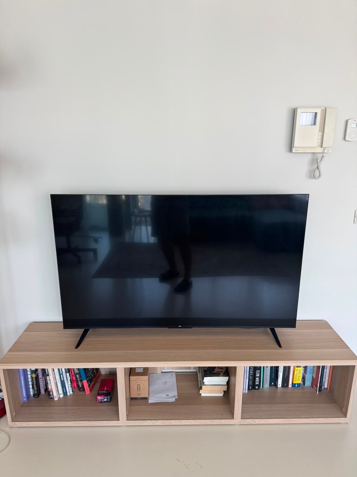 IKEA BESTÅ TV-meubel, wit gebeitst eikeneffect, Ophalen, 150 discs of meer, Zo goed als nieuw, Hout