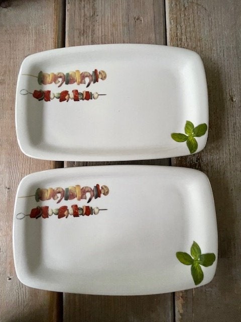 2 x barbecueborden / witte borden met motief. Cosy & Trendy., Ophalen, Overige merken, Nieuw, Schaal of Schalen