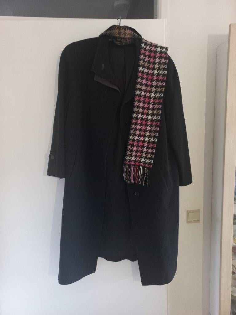 Wollen winterjas te koop merk Delmod., Ophalen of Verzenden, Zo goed als nieuw, Maat 42/44 (L), Bruin