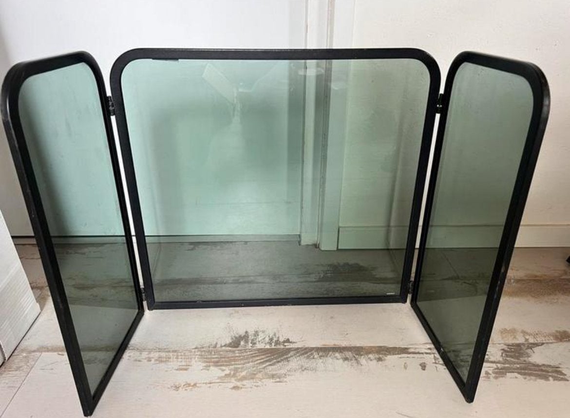Haardscherm glas/metaal - 48x51 cm - onbeschadigd, Huis en Inrichting, Haarden, Zo goed als nieuw, Ophalen