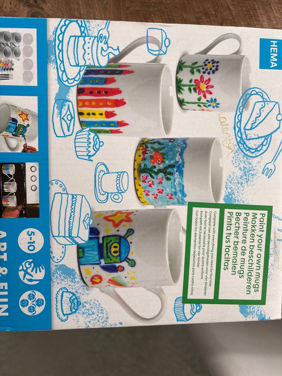HEMA Mokken Beschilderen Knutselset - 4 Mokken & Verf, Ophalen, Overige thema's, Nieuw, Meerkleurig