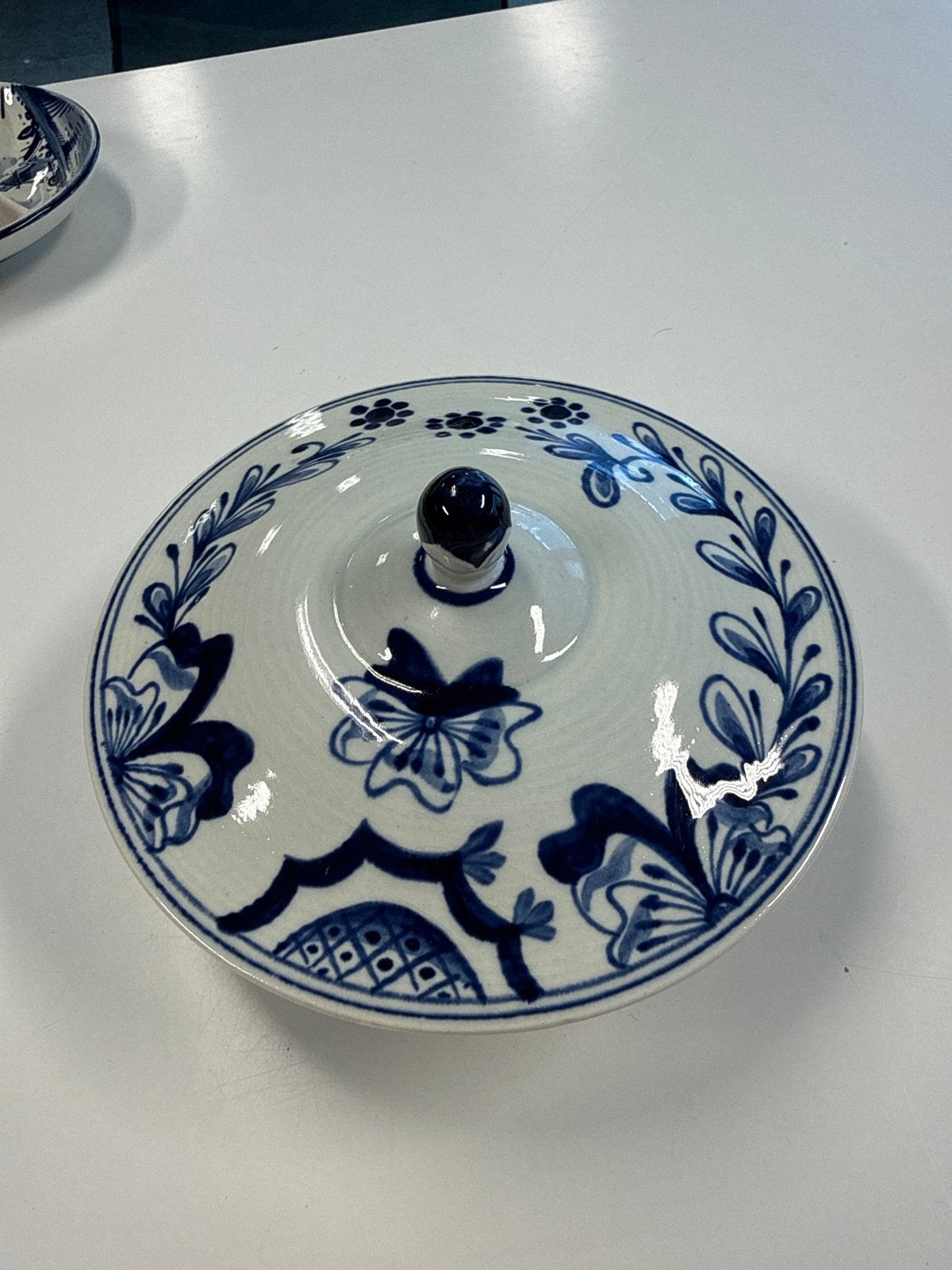 Delfts Blauw Kom met Deksel - Handgeschilderd, Antiek en Kunst, Verzenden