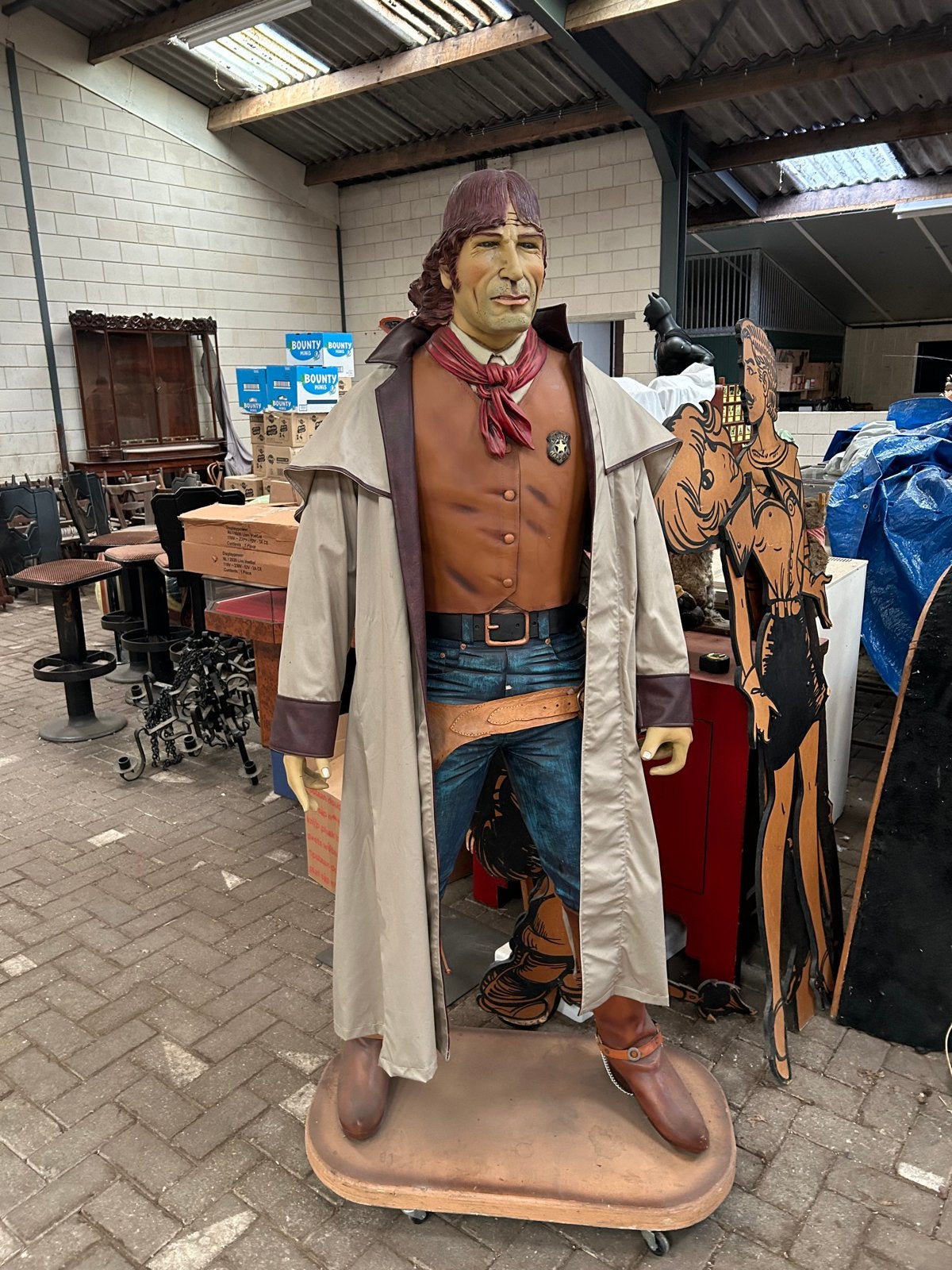 Levensgrote Cowboy Beelden - Unieke Decoratie, Ophalen of Verzenden