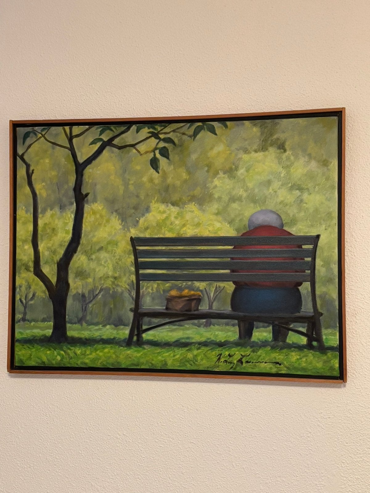 Schilderij vrouw op bankje, Antiek en Kunst, Kunst | Schilderijen | Abstract, Ophalen of Verzenden
