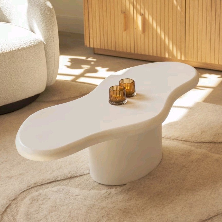 By-Boo Organische Salontafel Seki Wit - Nieuw in doos, Huis en Inrichting, Tafels | Salontafels, Ophalen of Verzenden, Nieuw, Modern, Organisch
