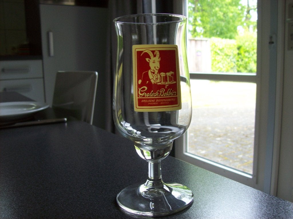 GROLSCH bokbier Enschede Groenlo bierbrouwerij - gaaf glas, Verzamelen, Ophalen of Verzenden, Zo goed als nieuw, Glas of Glazen
