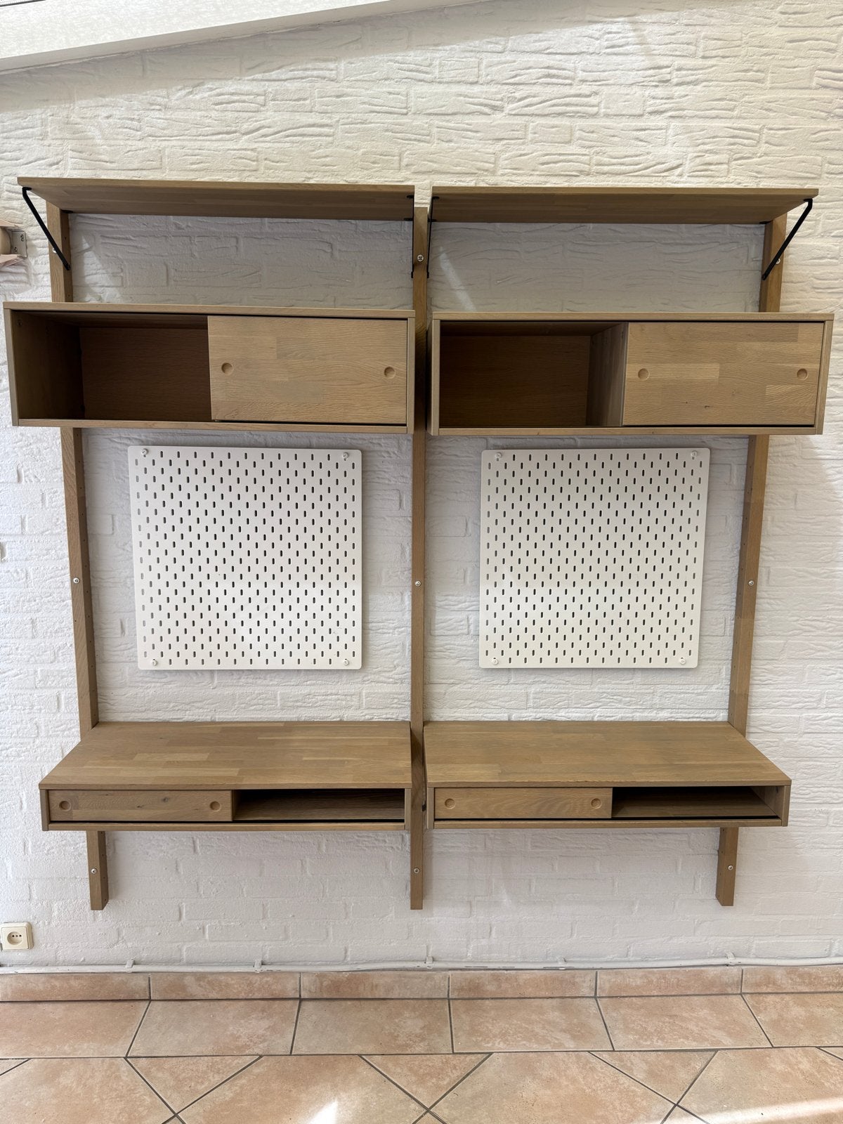 Modulaire wandmeubelen / wandsysteem, Huis en Inrichting, Ophalen, Eikenhout, Zo goed als nieuw, Minder dan 150 cm