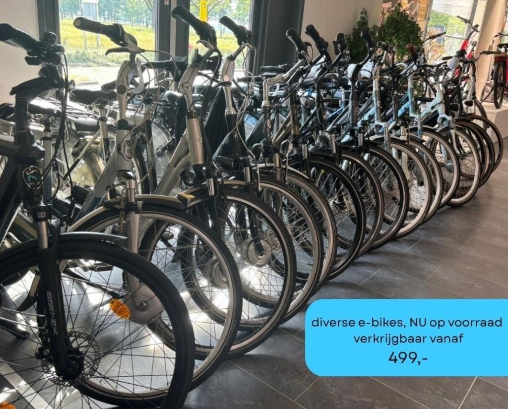 Ruim aanbod tweedehands e-bikes, voorzien van grote beurt