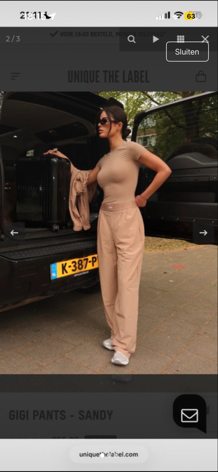 Unique The Label Gigi Pants - Sandy (Maat XL), Beige, Maat 46/48 (XL) of groter, Ophalen of Verzenden, Zo goed als nieuw