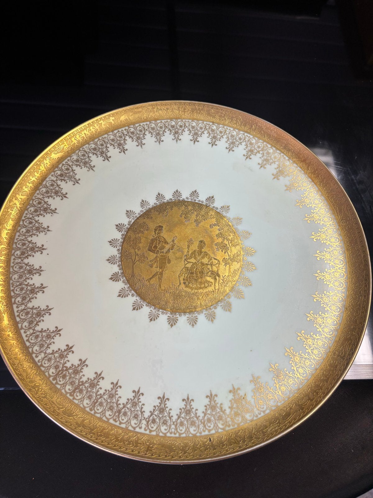 Antieke Bavaria Tirschenreuth Gouden Decoratieve Schaal, Ophalen of Verzenden