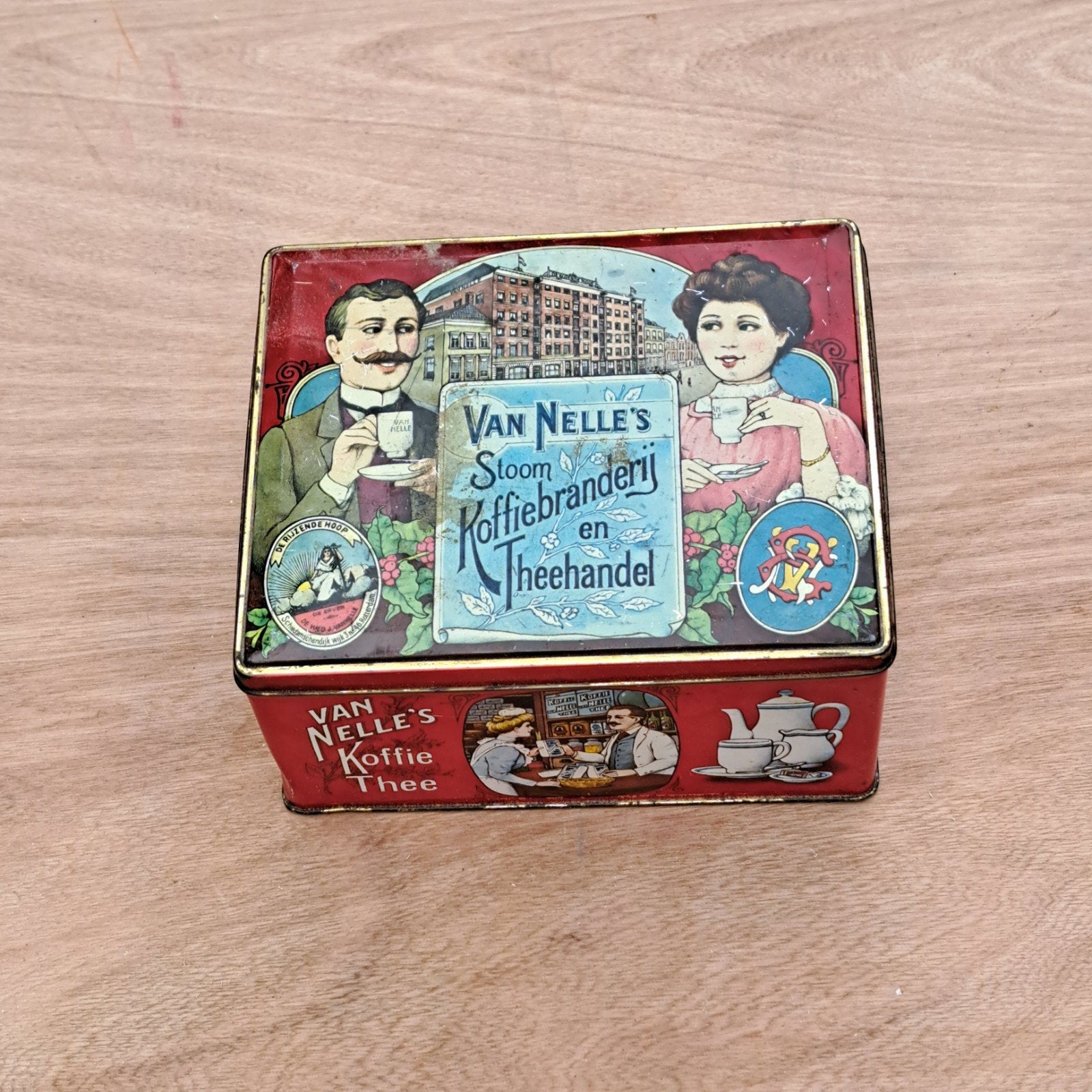 Vintage Van Nelle Koffie en Thee Blik, Ophalen of Verzenden, Gebruikt, Koffie, Van Nelle