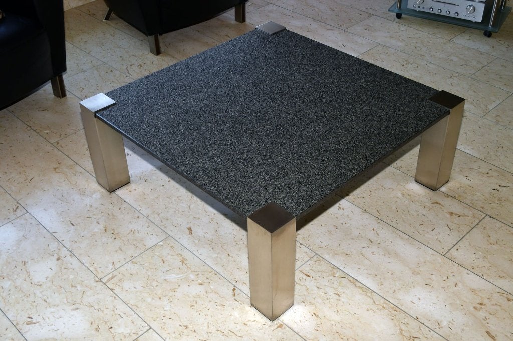 exclusieve salontafel graniet + roestvrijstaal 101x101x39cm, Huis en Inrichting, Tafels | Salontafels, Ophalen, Overige materialen