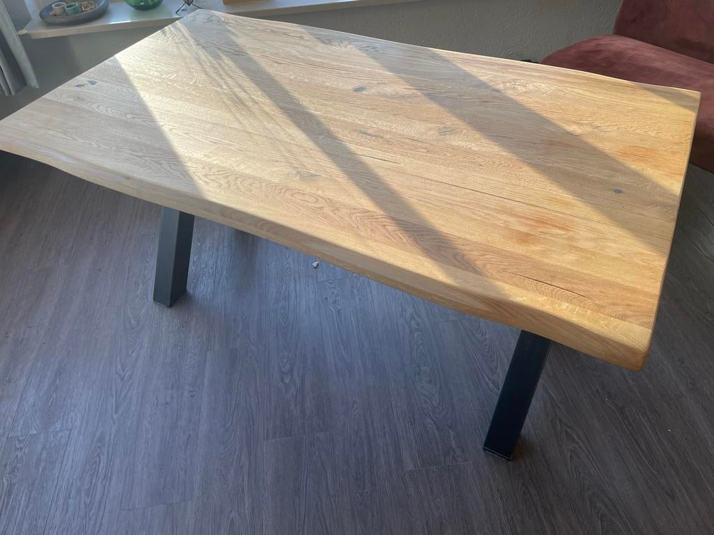 Eetkamertafel op maat met kruispoot - Leenbakker, Huis en Inrichting, Tafels | Eettafels, Ophalen, Gebruikt, 50 tot 100 cm, 150 tot 200 cm