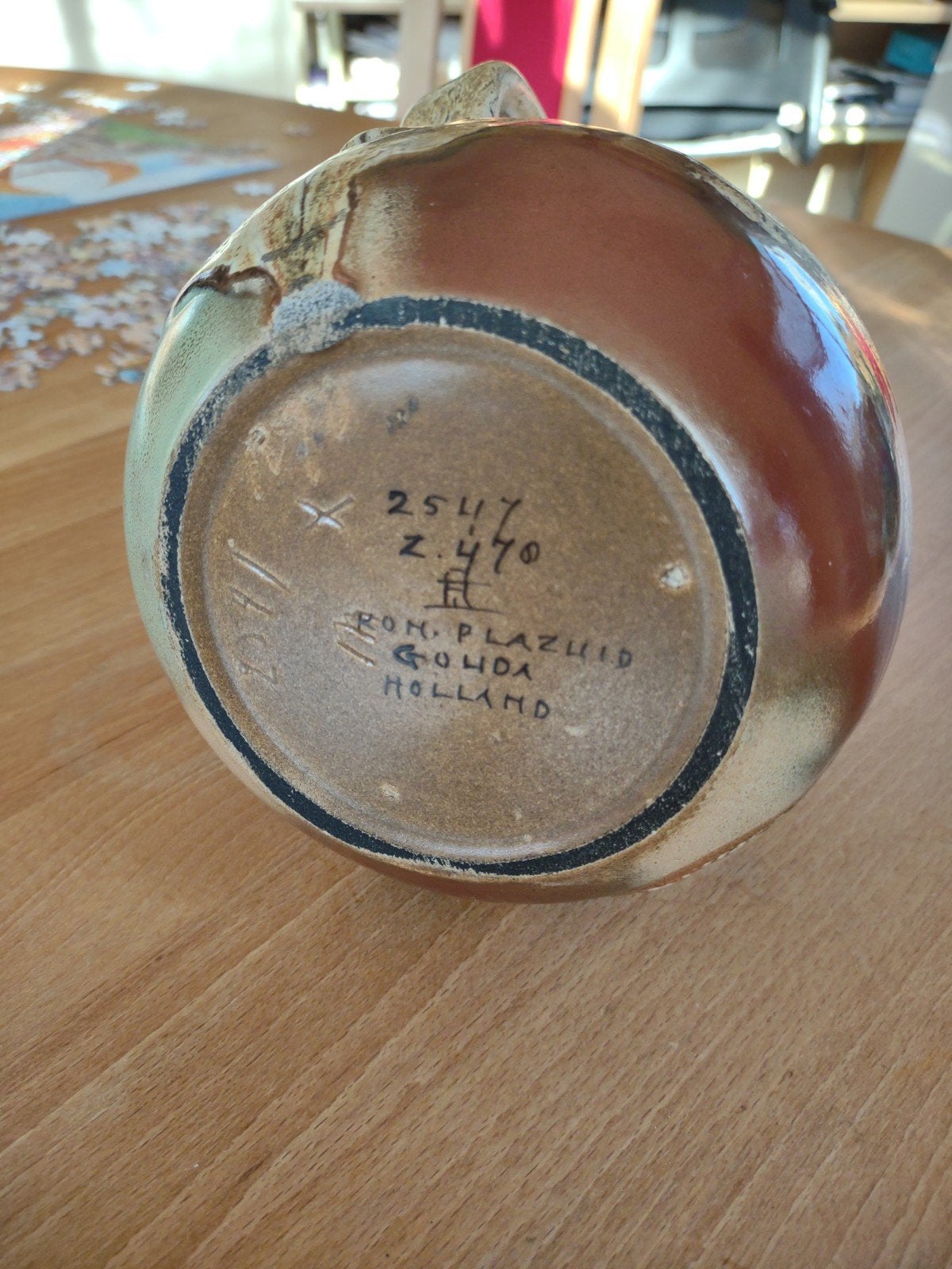 Vintage Rom. Plazuid Gouda Holland Keramische Kan, Ophalen