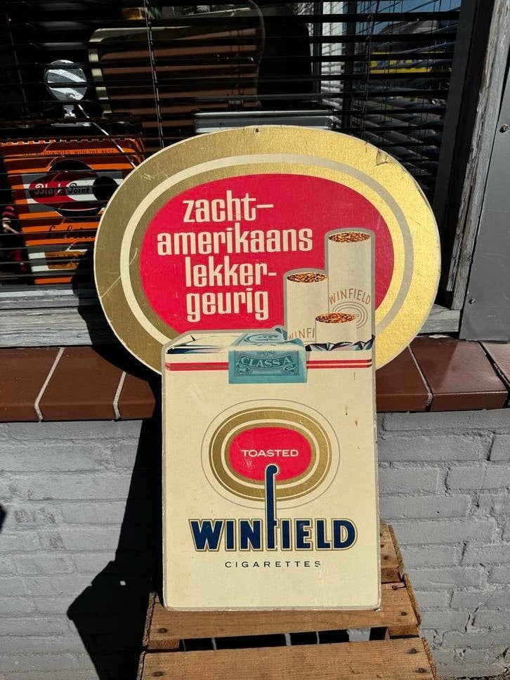 Vintage Winfield Sigaretten Reclamebord - Zacht Amerikaans, Ophalen, Reclamebord, Gebruikt, .