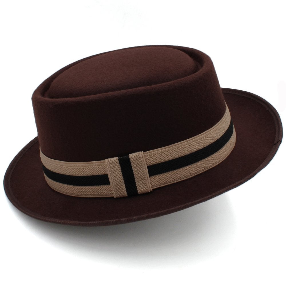Bruine wollen pork pie hoed / heren dames bowler porkpie, Verzenden, Nieuw, Hoed
