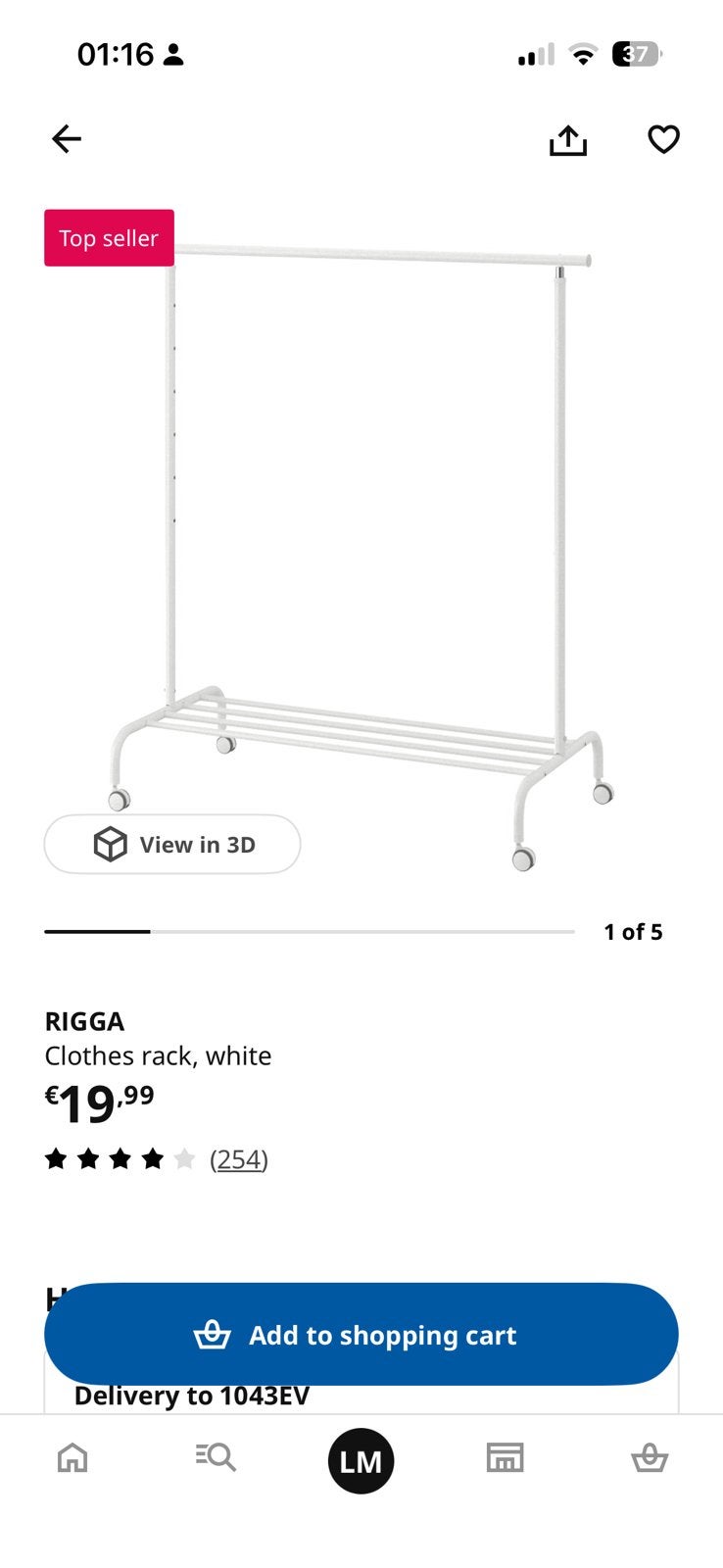 Set of 3 IKEA clothes racks (white), Ophalen, Zo goed als nieuw