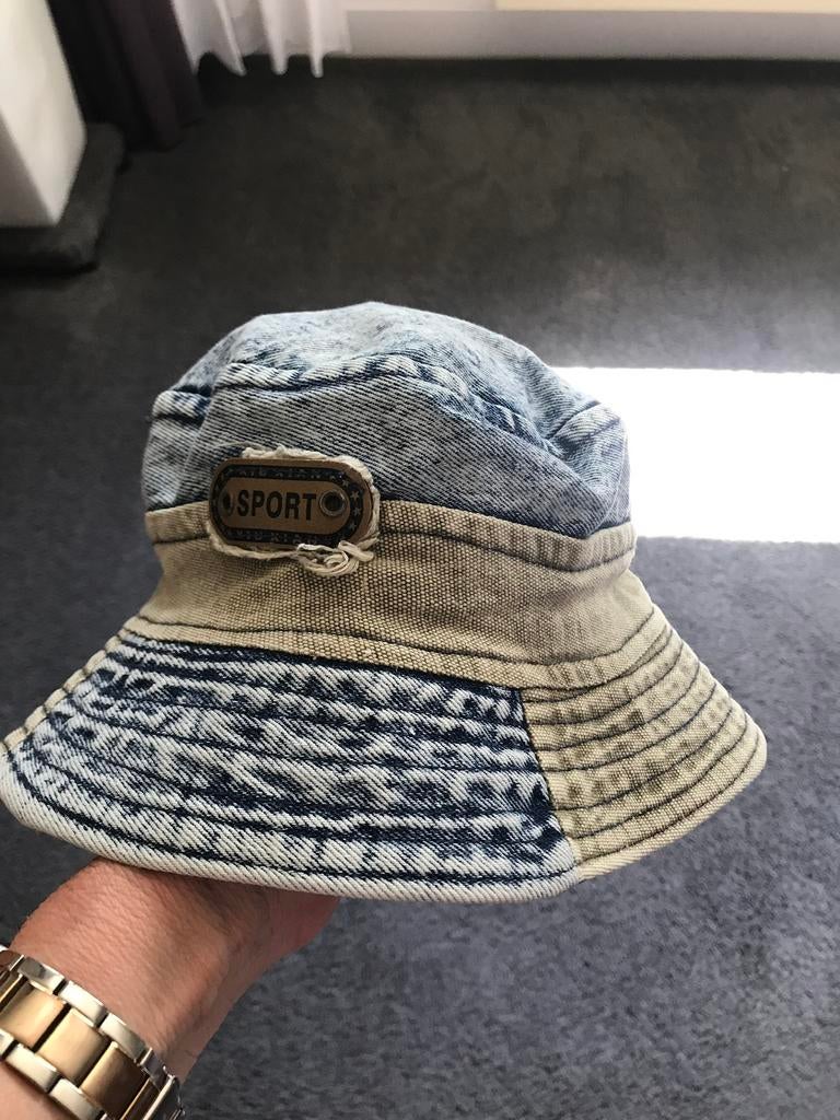 Jeans kleuter zonne hoedje katoen 1 / 2 jaar, Ophalen of Verzenden, Zo goed als nieuw, Jongetje of Meisje