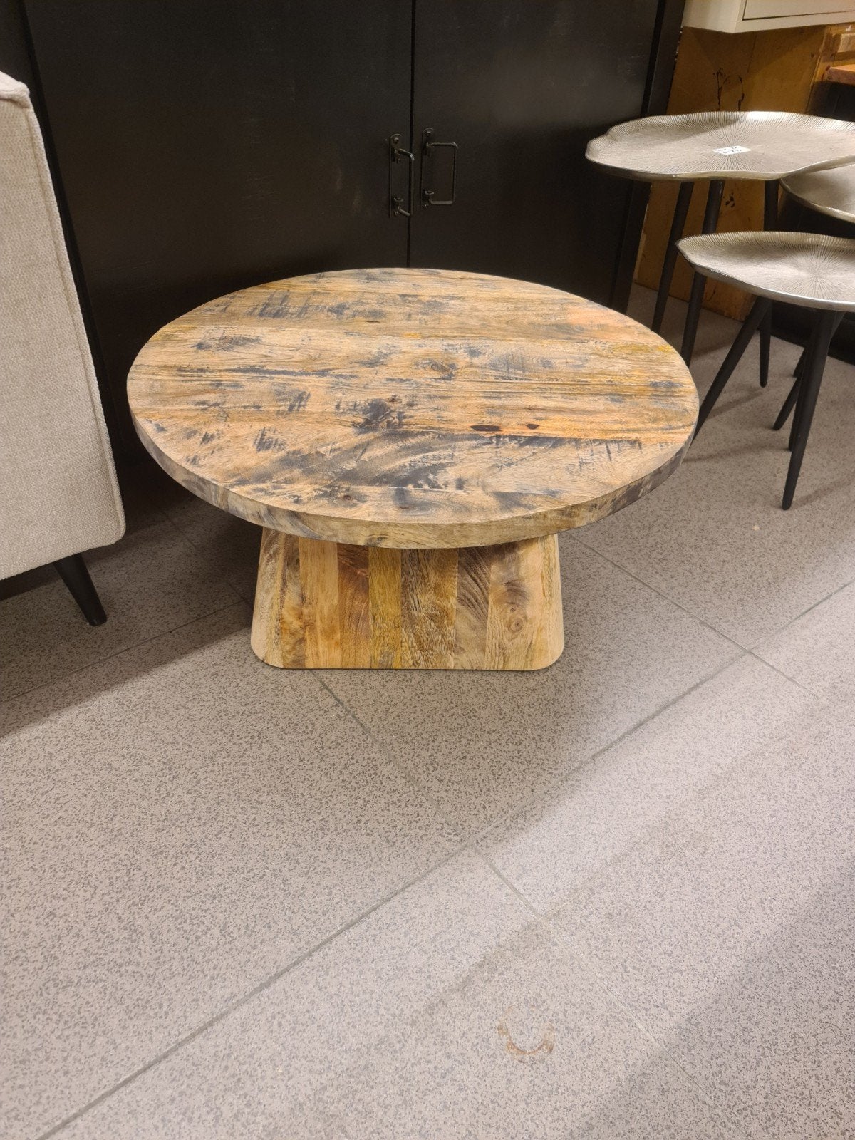 Nieuwe salontafel 65cm rond robuuste landelijke uitstraling, Ophalen, Hout, ., Nieuw