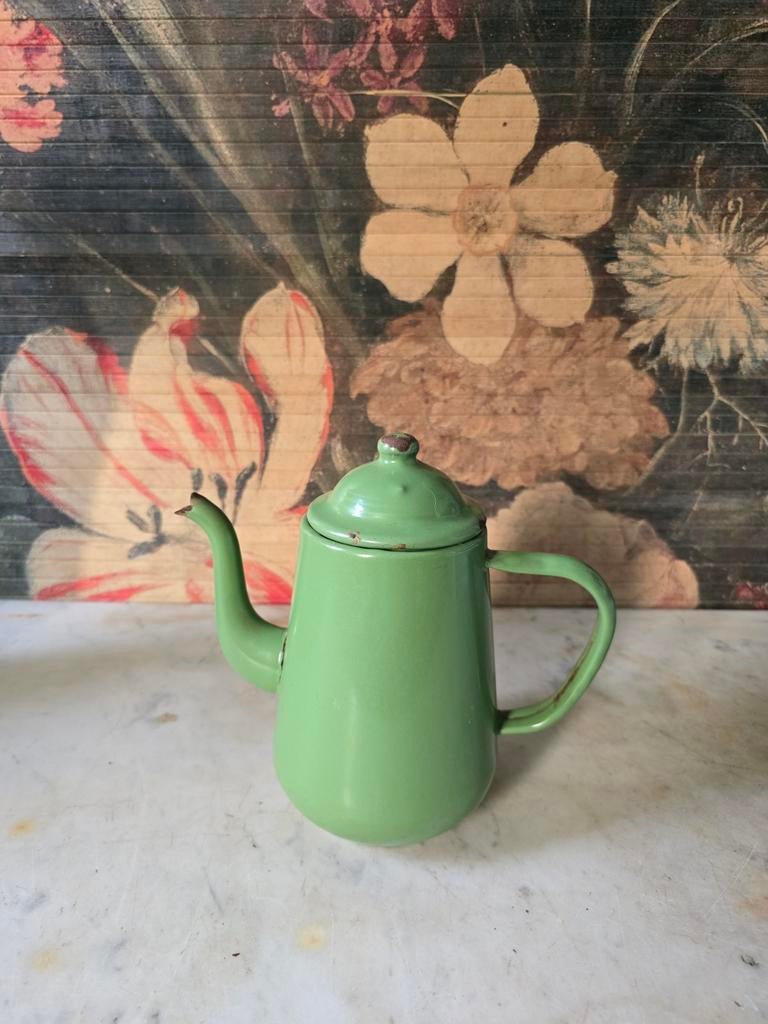Reseda groen emaille koffiepot, Antiek en Kunst, Antiek | Emaille, Ophalen of Verzenden