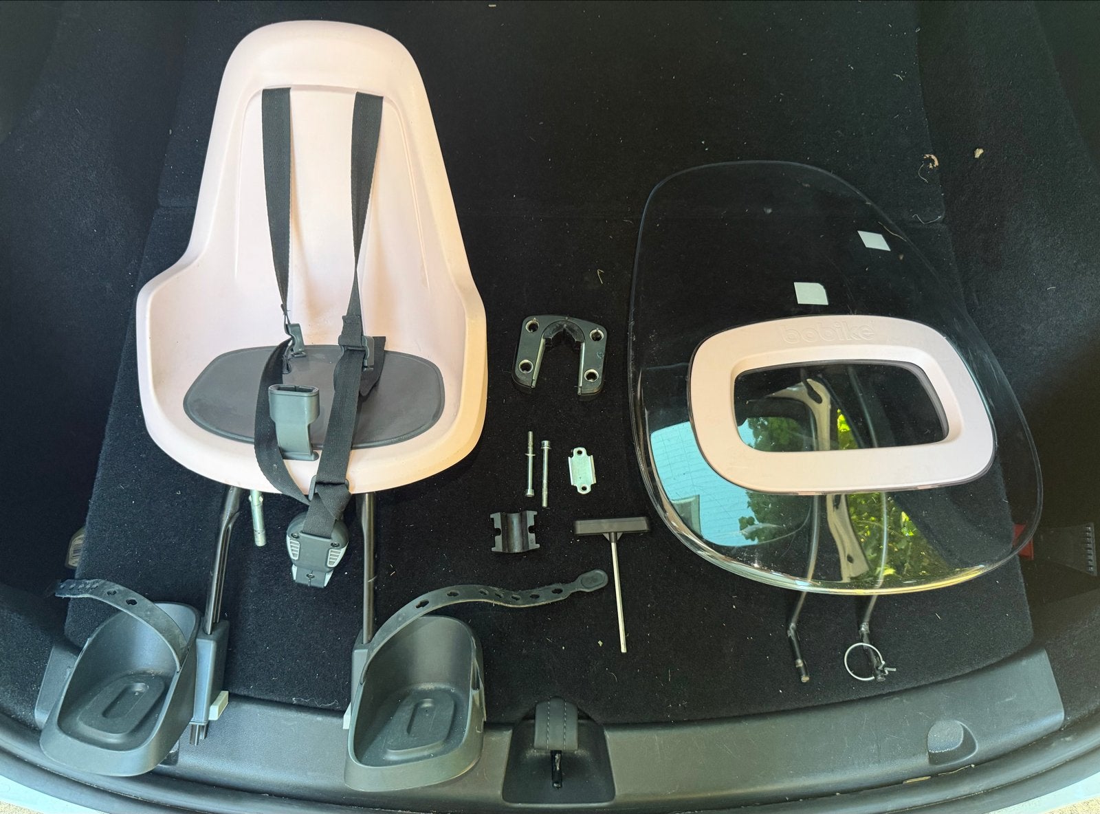 2x Bobike Go Mini voorzitje fiets + 2x windscherm, Ophalen, Voorzitje, 0 t/m 13 kg, Gebruikt