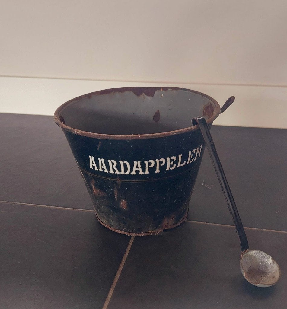 Emaille aardappel emmer donkerblauw - staat gebruikt, Ophalen of Verzenden
