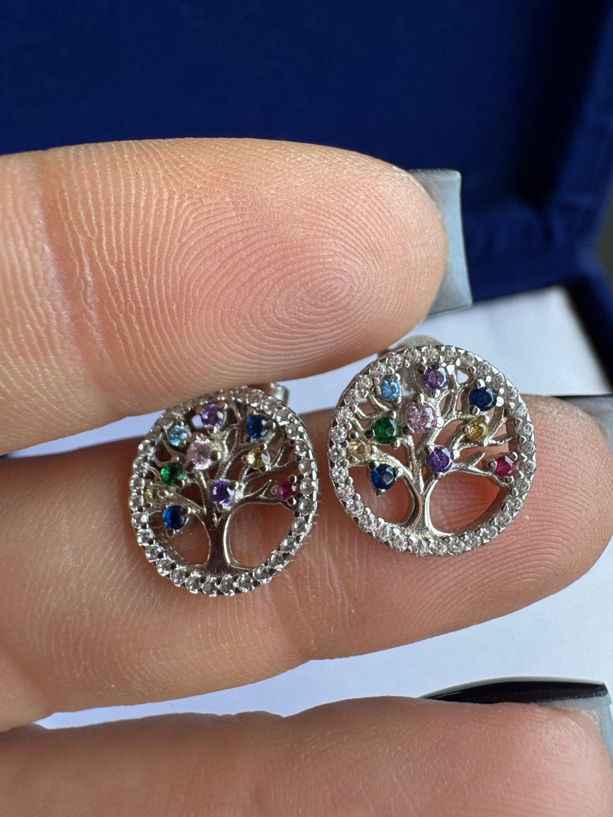 Sterling Silver Family Tree Stud Earrings, Verzenden, Zo goed als nieuw, Zilver