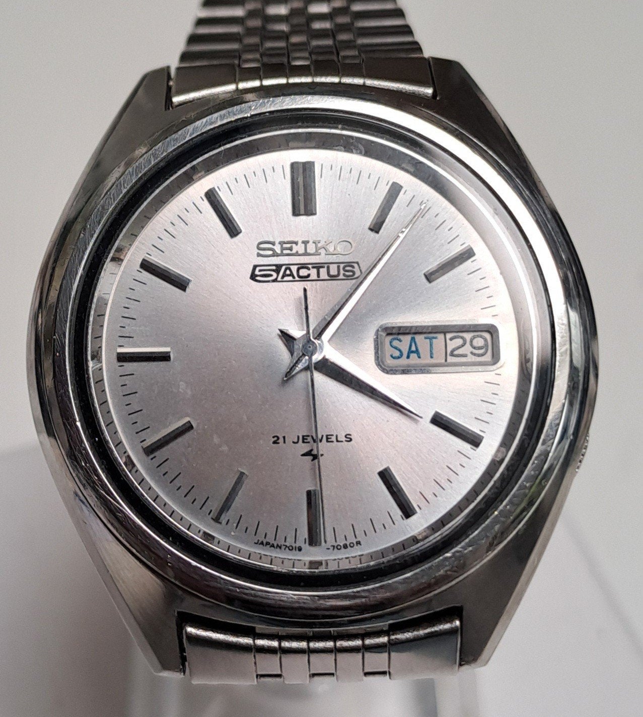Seiko 5 Actus 7019-7060 - Mooie uitvoering,originele ban, Sieraden, Tassen en Uiterlijk, Horloges | Heren, Gebruikt, Staal, Verzenden