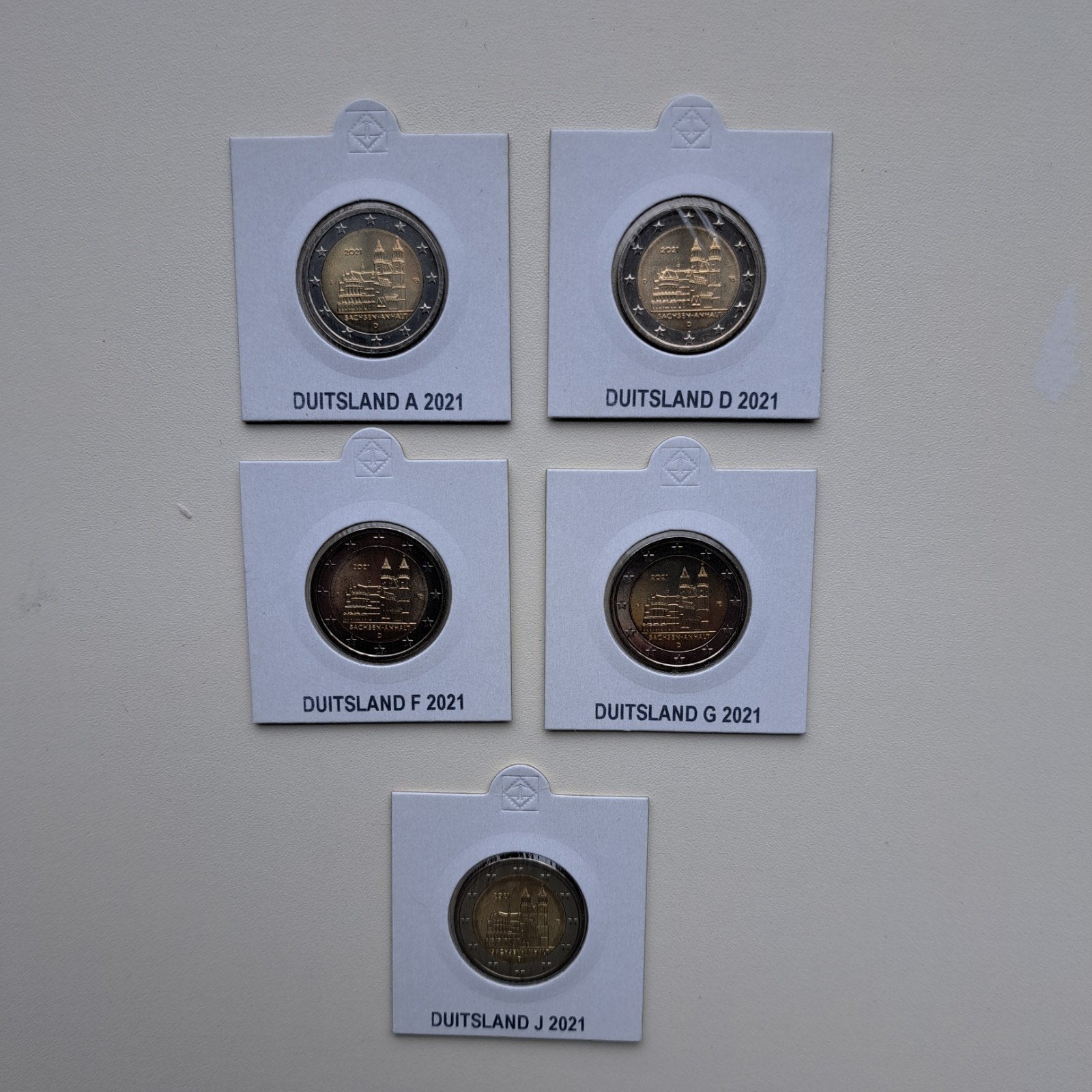 5x 2 Euro Duitsland 2021 Sachsen-Anhalt (A, D, F, G, H) UNC, Postzegels en Munten, Ophalen of Verzenden, Duitsland, 2 euro, Setje