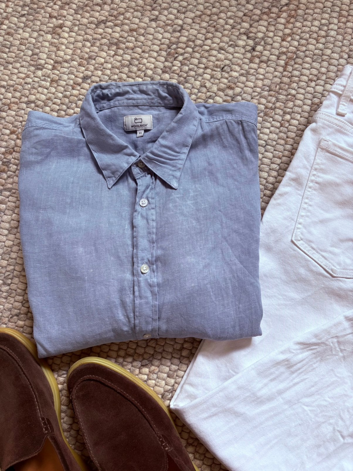Woolrich 100% linnen overhemd XL, Kleding | Heren, Overhemden, Ophalen of Verzenden, Zo goed als nieuw, Blauw, Halswijdte 43/44 (XL)