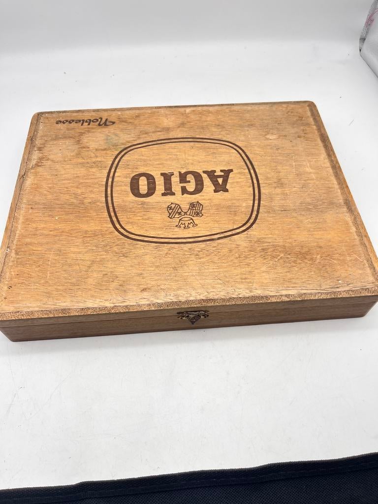 Vintage sigarenkist Agio, Ophalen of Verzenden, Gebruikt, Tabaksdoos of Verpakking