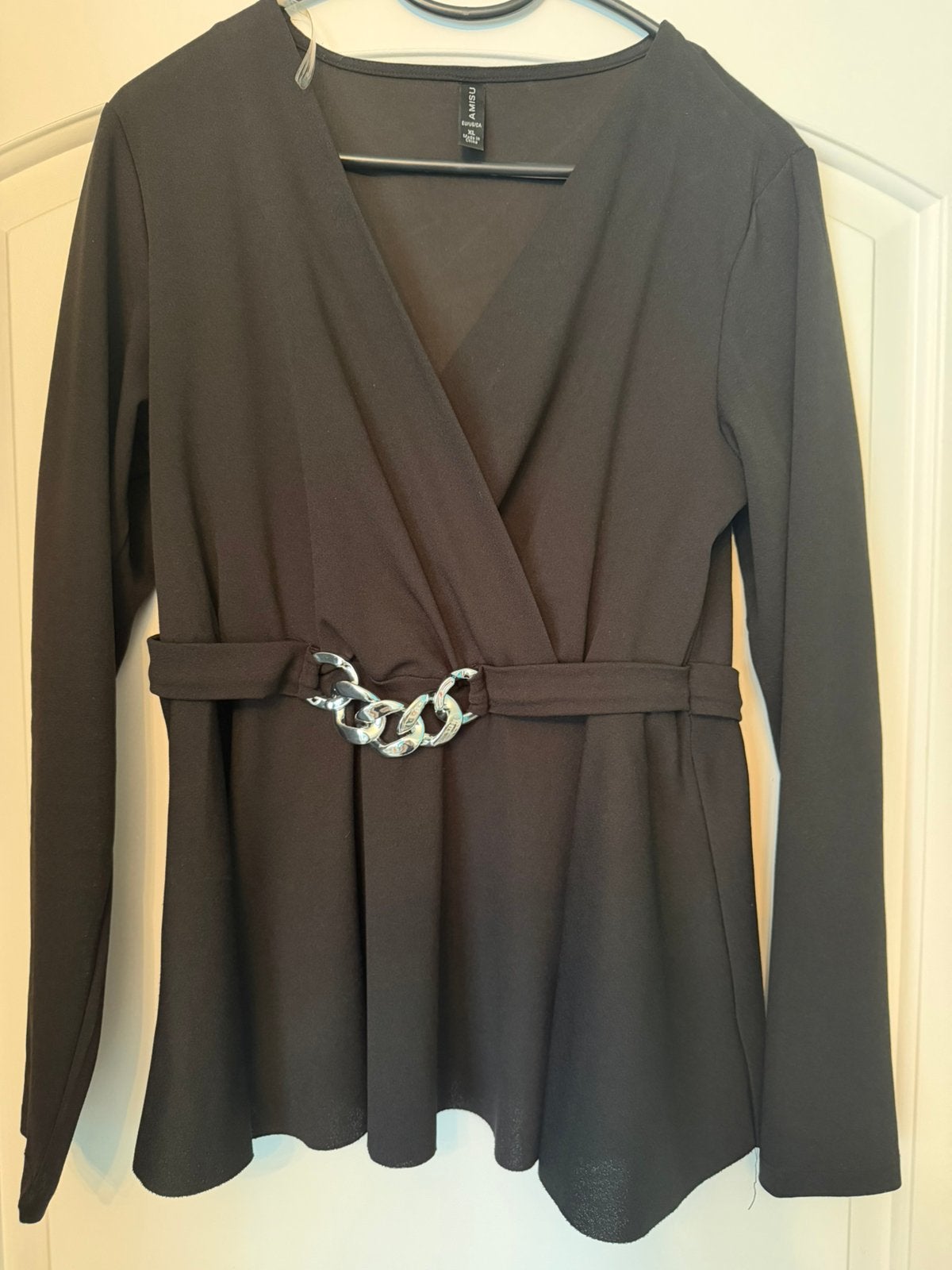 Blouse met zilver detail, Ophalen, Zo goed als nieuw, Maat 46/48 (XL) of groter, Zwart