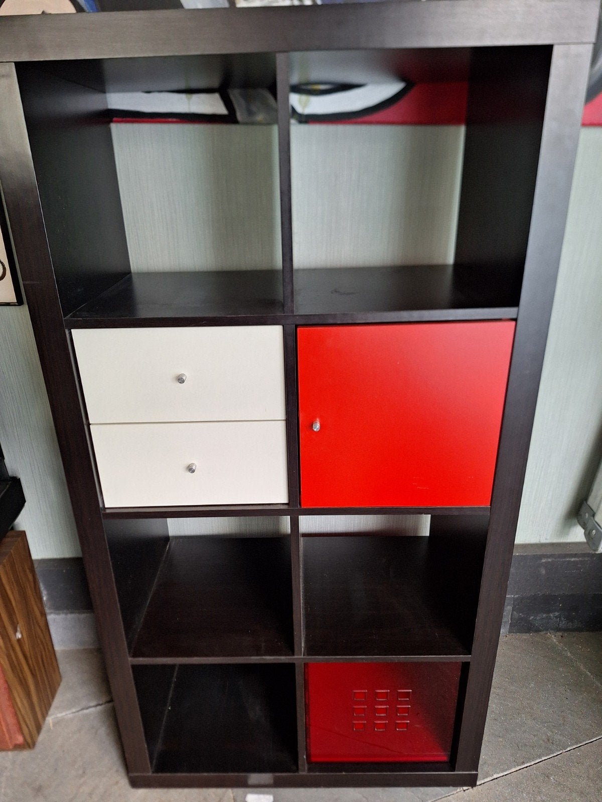IKEA Kallax Kast - Zwartbruin met lades en deur, Ophalen, Gebruikt